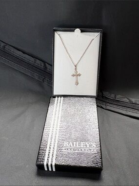 Bailey’s Silver Cross Pendant Necklace - Polished Silver with Bailey’s Box